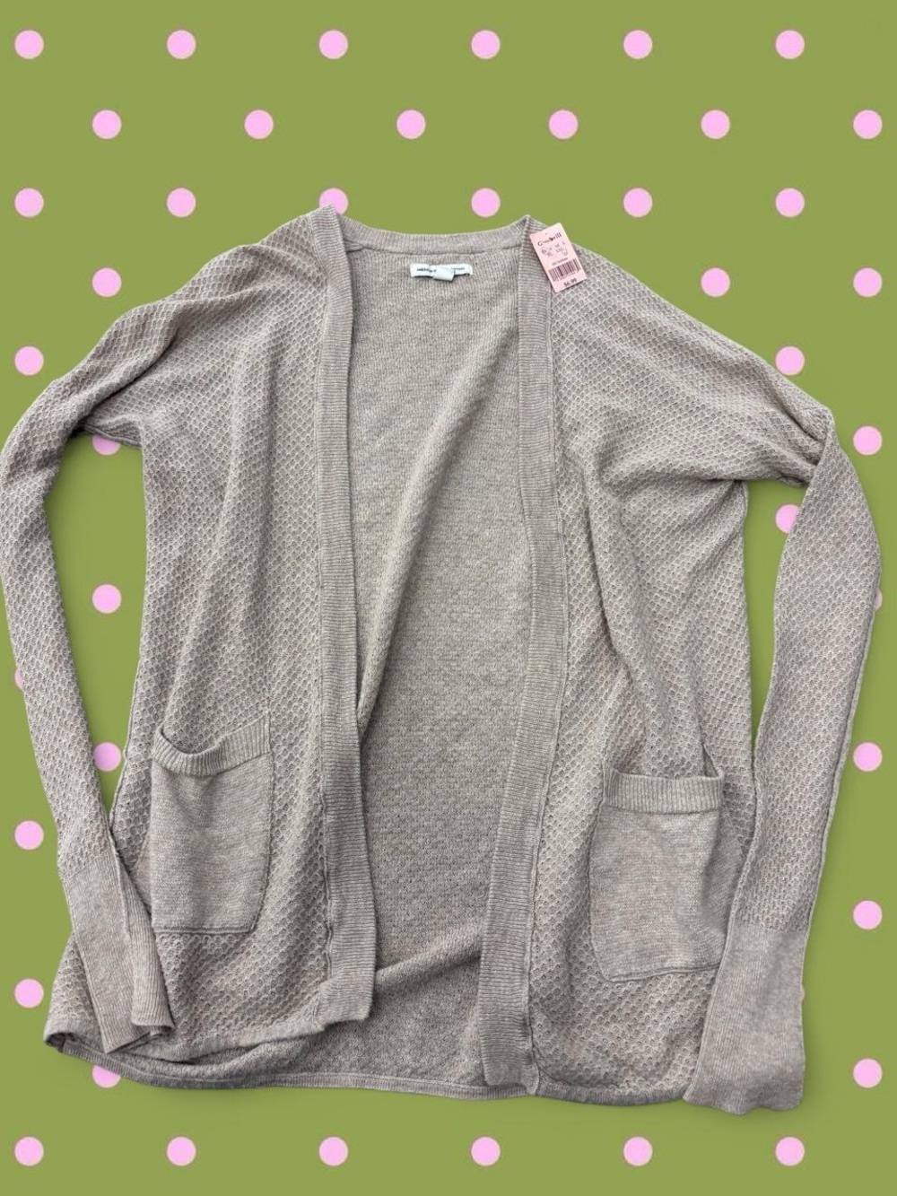 American Eagle Outfitters Light Gray Open-Front Cardigan
